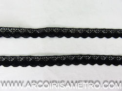 RENDA 100% ALGODAO - FINA - PRETO