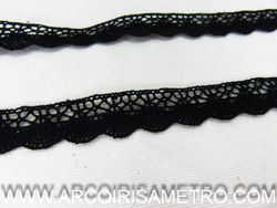 RENDA 100% ALGODAO - FINA - PRETO
