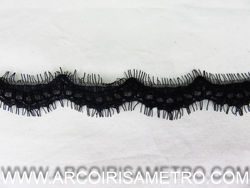 Renda de entremeio com franja - preto