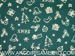 Christmas - Golden xmas motifes on green