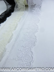 EMBROIDERED LACE EDGING - WHITE AND IVORY