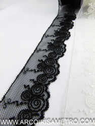 RENDA TULE FINA COM 3 CM - PRETO