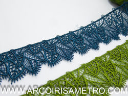 LEAF LACE GUIPUR - BLUE AND GREEN 
