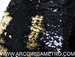 Katia -bi-color sequin fabric - GOLD / BLACK