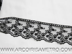 EMBROIDERED TULLE LACE - Black