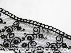 EMBROIDERED TULLE LACE - Black