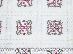 Fabric with embroidered squares