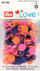PRYM LOVE - KAM PLASTIC SNAPS - Orange, Pink and purple