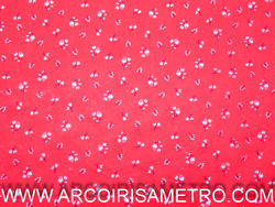 Cotton fabric - red with flowers 