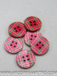 Plaid wooden buttons - 20mm