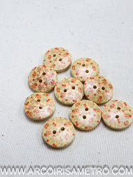 Wooden buttons with flowers - 18mm