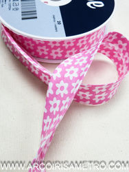 Bias tape - pink with flowers