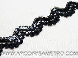 Renda guipur com lantejoulas