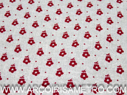 TECIDO INDIGO TITINA - Flores vermelhas