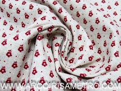 TECIDO INDIGO TITINA - Flores vermelhas