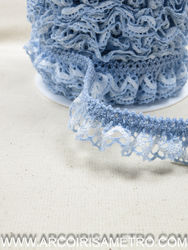 Ruffled lace with elastic - blue/ white