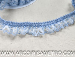 Renda franzida com elástico - azul/ branco