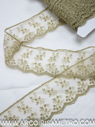 Embroidered tulle lace - beige