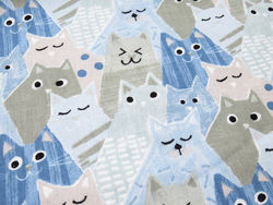STOF FABRIC - GROMINET - BLUE CATS