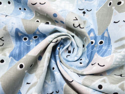 STOF FABRIC - GROMINET - BLUE CATS