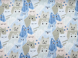 TECIDO STOF - GROMINET - GATOS AZUIS