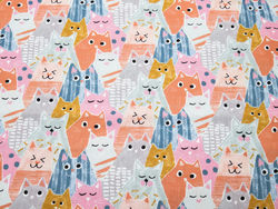 STOF FABRIC - GROMINET - PINK CATS