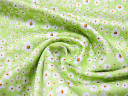 Viscose acetinada - verde com flores