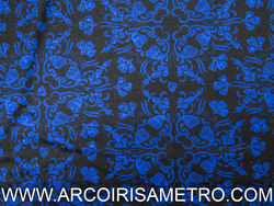 Malha jersey - Arabescos azuis 