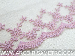RENDA DE TULE BORDADO - ROSA VELHO