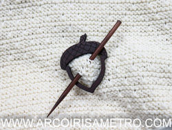 Wooden shawl pin - Acorn
