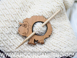 Wooden shawl pin - Sheep