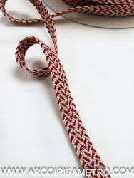 Braided linen ribbon - redwork