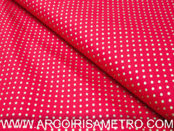 XMAS FABRIC - GOLDEN DOTS ON RED