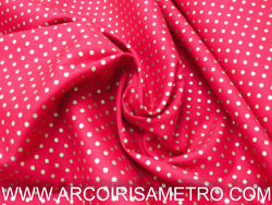 XMAS FABRIC - GOLDEN DOTS ON RED