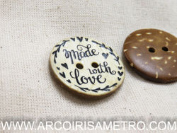 Coconut button - Made with love 25mm