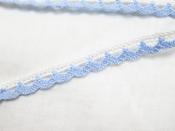 COTTON FEEL LACE EDGING  - white/ blue
