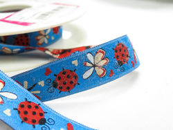 Ladybugs ribbon - blue