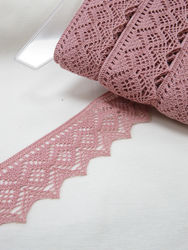 Renda de bicos com losangos - rosa velho