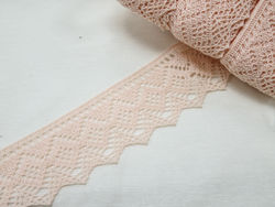 Renda de bicos com losangos - Salmão