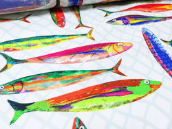 Tecido anti-mancha- Sardinhas 