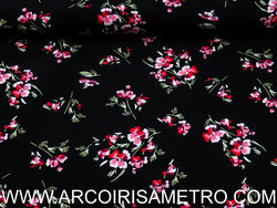 Viscose - Preto com flores