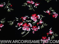 Viscose - Preto com flores