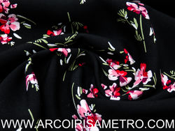 Viscose - Preto com flores