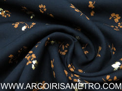 Viscose - Flores com detalhe dourado