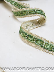RENDA - PINCELINHOS - Creme com verde