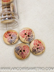 Wooden button - Paw heart - 18mm