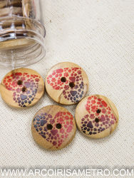 Wooden button - Paw heart - 18mm