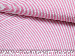 Ruffled fabric - Pink stripes