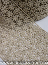 Renda guipur com flores - Creme