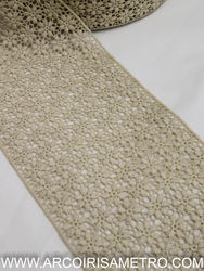 Renda guipur com flores - Creme